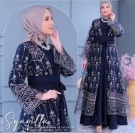 Gamis Set Outer Terbaru Syaqilla Dres BL Ceruty Babydoll Mix Brukat M L XL XXL 3XL Dress Kondangan B