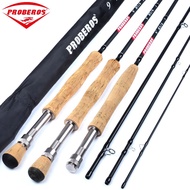 PROBEROS 9ft Carbon Fiber Fly Fishing Rod 2.7M Telescoping 4 Sections Fishing