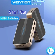 Vention HDMI Switcher 100% Original 5 In 1 Out 4K 60HZ Aluminum Alloy With IR Remote Switcher For HD