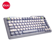 SDGFLHK 118: KZZI Kezhi K75Pro + ไร้สายสามโหมดปะเก็นคีย์บอร์ดแบบกลไกเกม RGB ผงทองเปลวไฟสีเงินแบบรวดเ