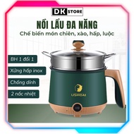 Nồi Lẩu 2 Tầng Đa Năng Tặng Kèm Vỉ Hấp Inox Tiện Dụng Size 28cm Vân Đá Chống Dính DKSTORE