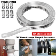 FIGURINX Hose Clamps, 304 Stainless Steel Large Hose Clamp Strap,  Adjustable Pipe Ducting Hose Clam