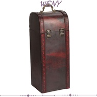 WENY Wine Box, Wooden 13.78 x 5.31 x 4.72in Wine Gift Box, Retro Single Bottle Capacity Lid And Hand