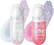 DAGEDA 2Colors Roll-on Body Glitter Gel for Body, Hair, Face, Holographic Glitter Makeup for Rave Ac