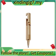 【】Brass Quick Release Writing Pen Cylindrical Bolt Ballpoint Pen Portable Pocket Pen Brass