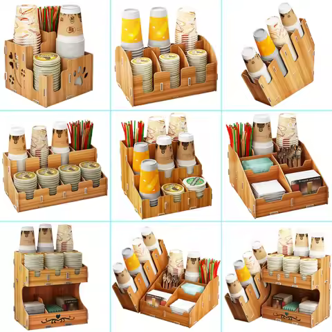 Disposable Paper Cup Storage Shelf Tea Shop Take Cup Divider Coffee Bar Desktop Multifunctional Cup