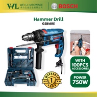 Bosch GSB16RE Impact Drill 750W with 100pcs Acc. / Bosch Drill Heavy / Hand Drill / Mesin Tebuk Luba