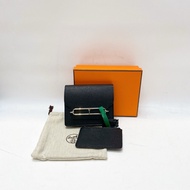 閒置HERMES愛馬仕豬鼻子slim黑色銀扣錢包卡包