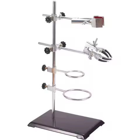 1pc Laboratory Grade Stand Support Set Lab Stand and Clamp with 2 Retort Rings Flask Clamp Burette C
