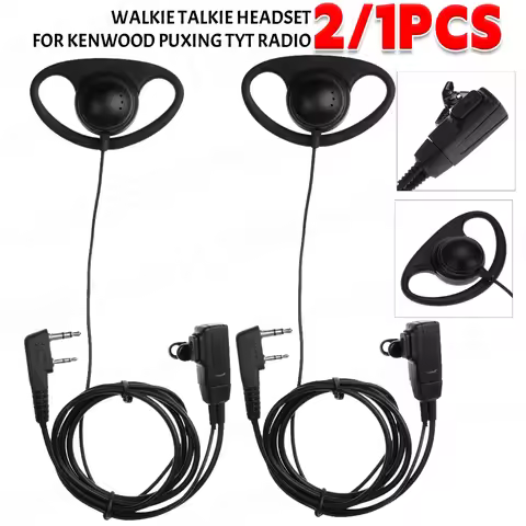 2 Pin Earphone Earpiece Headphone with MIC PTT Earpiece Headset for Baofeng Kenwood Puxing TYT Radio