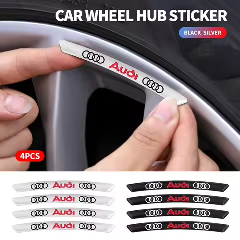 4Pcs Auto Wheel Hub Badge Tire Rim 3D Stickers For Audi A3 A4 A5 B8 8P B9 8V B6 B7 A1 A6 C6 Q3 Q5 C7