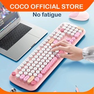 TOMBOL Computer & Accessories Set Wireless Keyboard Office 2.4Ghz Cute Cat Shape Silent Keyboard But