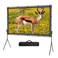 haijiemall Polyester Dual Bracket 16:9 Foldable Outdoor Projection Screen for Movies Home Theater Of