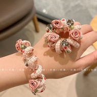 发圈hair tie春夏2025高端新款甜美可爱玫瑰花电话线头绳女丸子头发绳发饰气质新品25.9.6