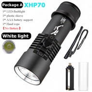 DV78 AloneFire ไฟฉายกันน้ำ3โหมด XHP70ไฟฉายดำน้ำลึกแสงขาวเหลืองไฟฉายตั้งแคมป์กลางแจ้ง