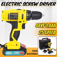 48V Cordless Electric Screwdriver Cordless Drill Li-Ion Battery Handheld Rechargeable Drill Impact Driver LED Lighting