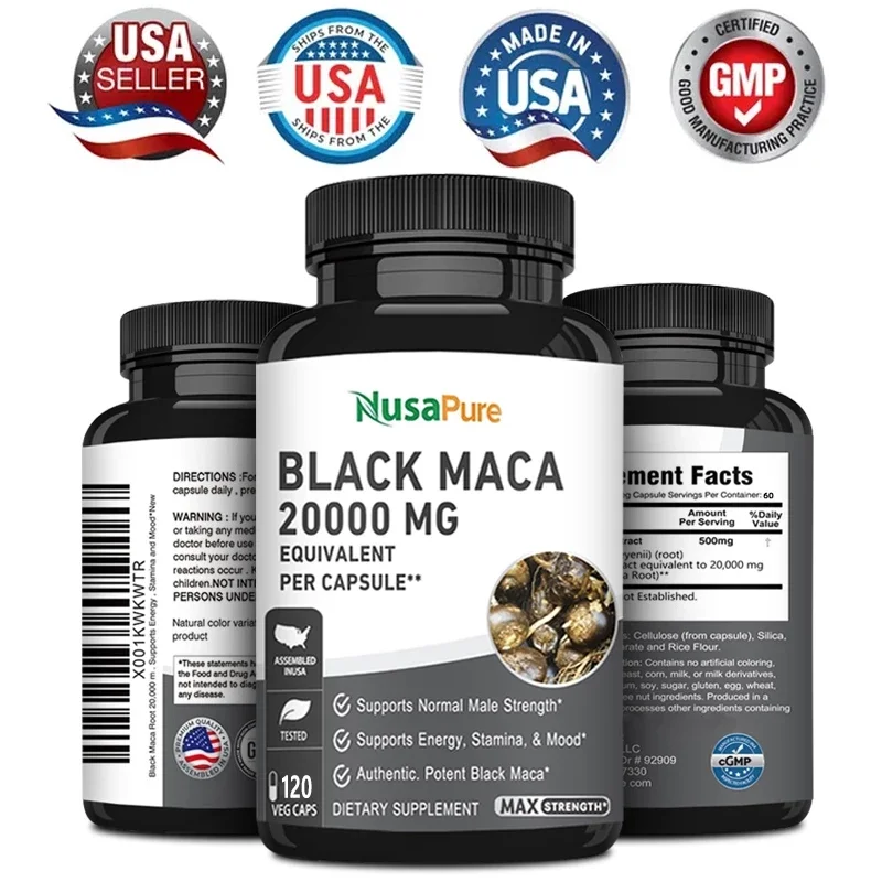 Nusapure Black Maca High Content Pure Peruvian Black Maca(60Cps)- ปรับสมดุลระดับฮอร์โมนเพศชาย เสริมส