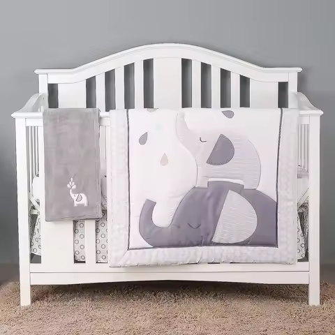 4Pcs Baby Bedding Crib Set Nursery Bedding Set Cot Bedding Set Infant Nursery Room (Comforter Fitted