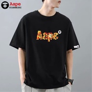 (24h)AAPE original T-shirt casual trend loose print round neck couple short-sleeved T-shirt aape Baj