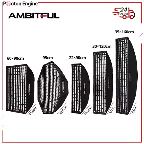 AMBITFUL 60x90cm 22x90cm 30x120cm 35x160cm 95cm Rectangular Octagonal Honeycomb Grid Softbox for Bow