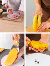 1入不鏽鋼芒果刀，切丁切片水果專用挖勺，方便食用西瓜