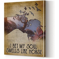 Horse Girl Print Canvas Wall Art Poster I Bet My Soul Smells Like Horse Painting Artwork Framed for 