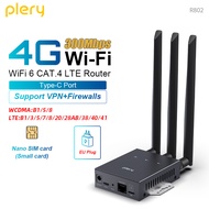 Plery 4G LTE WiFi6 Router Modem,2.4G 300Mbps 4G SIM Card Wireless Wifi Router with Sim Card Slot
