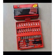 46 Pcs Socket Wrench Set 1/ 4" Drive Metric Socket Ratchet