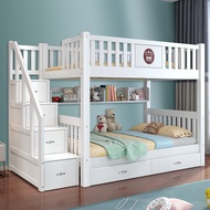 {Sg Sales}Double Decker Bed Frame Double Bed Loft Bed High Low Solid Wood Bunk Bed Children's Multi-functional Kids Bed Frame With Storage Children Kids Bed Children's Adult Bed