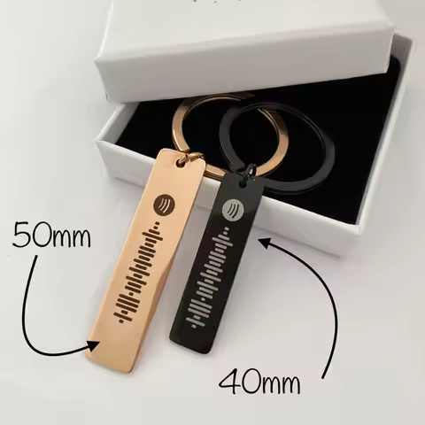 Custom Spotify Sound Wave Keychain Stainless Steel Engraved Song Code Tag Couple Memorial Jewelry Gi