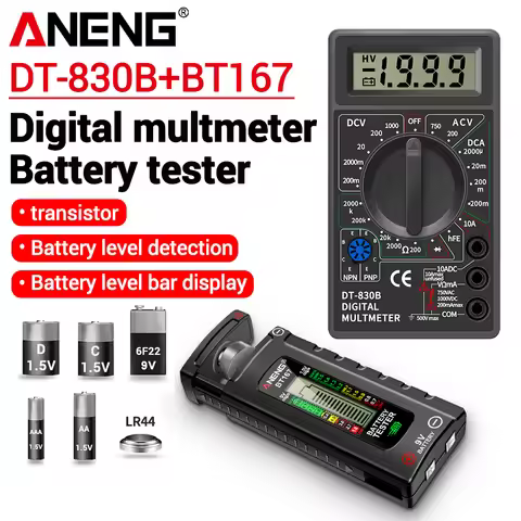 Digital Multimeter 1999 Count Mini Battery Tester Set Portable AC/DC voltage Resistance Meter Batter