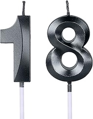 Black 18th & 81st Birthday Candles for Cakes, Number 18 81 Glitter Candle Cake Topper for Party Anni