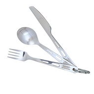 【美國 Vargo】Titanium Set 純鈦餐具湯叉刀三件組 鈦金色 #T202