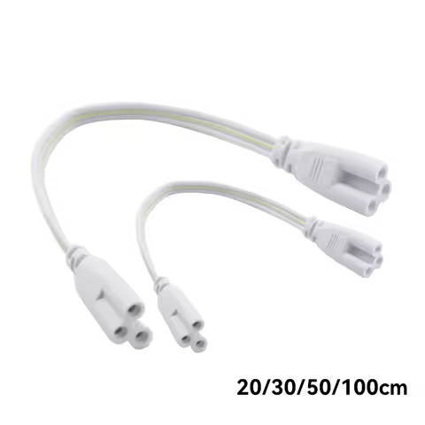 Flexiable Double End 3Pin LED Tube Connector Cable Wire, T4 T5 T8 Extension Cord For Integrated LED 