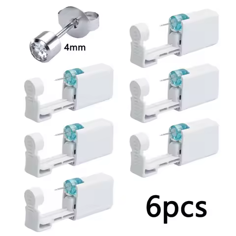 6pcs Disposable Ear Piercing Gun Built-in Earrings Studs-Safety Self Ear Piercing Tools Set
