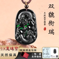 Consecrated Black Jade Pixiu Necklace Jade Necklace Lucky Necklace Black Jade Pixiu Pendant Ice Jade