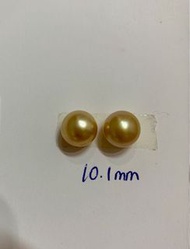 （收八達通）特價茶金色～10.1mm 南洋金珠18k金耳環