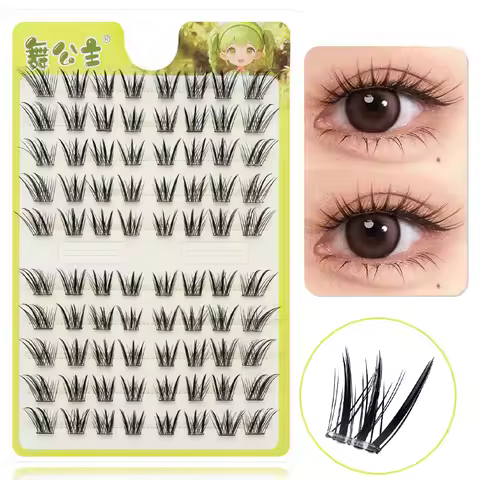 DINGSEN 10 Rows Cluster Cat Eye No Glue Lashes Reusable Self Adhesive Glue Free Eyelash Natural Lash