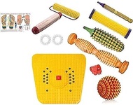 Ramdev Acupressure Products Wooden Foot Roller Acupressure Magnetic Stress Mat Combo it