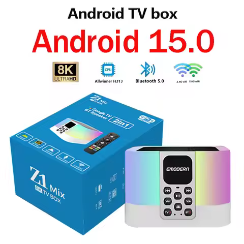 Android TV Box Quad Core Allwinner H313 Z1 Mix 2.4G 5G Wifi BT5.0 8K 4K HD Android 15.0 Smart Set To