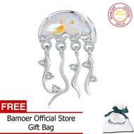 BAMOER 925เงินสเตอร์ลิงชุดมหาสมุทรแมงกะพรุนเสน่ห์ลูกปัดหางปลาสำหรับสร้อยข้อมือและสร้อยคอผู้หญิง BSC9