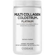 Codeage Multi Collagen Colostrum Powder Platinum - Hydrolyzed Grass-Fed Bovine Collagen Peptides, Gr