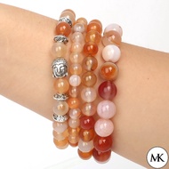 MK Natural Original Agate Stone Lucky Bless Buddha Beads Men Woman Jewelry Bracelet Bangle
