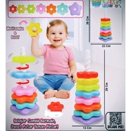 Baby O-Stack Donut Educational Toy Spin and Stack Rainbow Tower Baby Toy