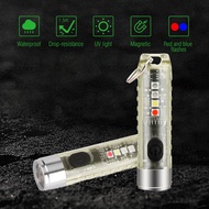 Boruit S11 LED EDC Keychain Flashlight Rechargeable Waterproof Mini Torch Light UV Light Outdoor Cam