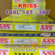 MODENAS KRISS / KRISS 100 / KRISS 110 / MR1 / MR3 SSS CHAIN & STEEL SPROCKETS SET 428 X 37T / 38T SP