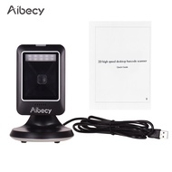 Aibecy เครื่องสแกนรหัส QR แบบไม่ต้องใช้มือจับเครื่องอ่านโค้ดแบบ USB เครื่องสแกนบาร์โค้ดทุกทิศทาง MP6300Y แบบมีสาย1D 2D/QR สำหรับขายปลีก