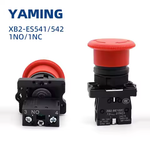 22mm Emergency Stop Mushroom Push Button Switch Red Latching NO/NC XB2-ES541(ES542) Control Electric