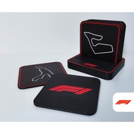 F1 Race Track Coasters Set - Coasters Printed with Formula 1 Racing Map Unique and Sporty Desk Decor