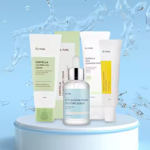 Korean IUNIK Beta-Glucan Skincare Set Centella Asiatica Facial Cleanser&moisturizing Gel Propolis Ey